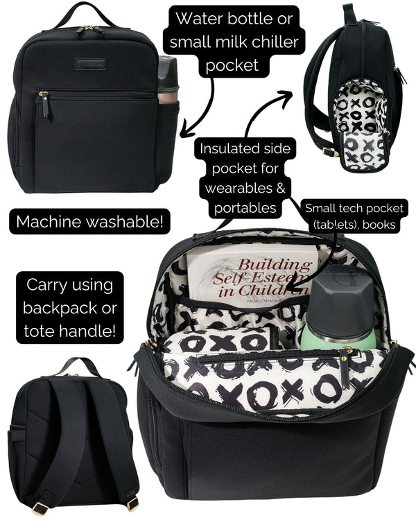 Sarah Wells Fifi Mini Breast Pump Bag – 13" Neoprene Backpack for Wearable Pumps – Insulated, Lightweight, Washable