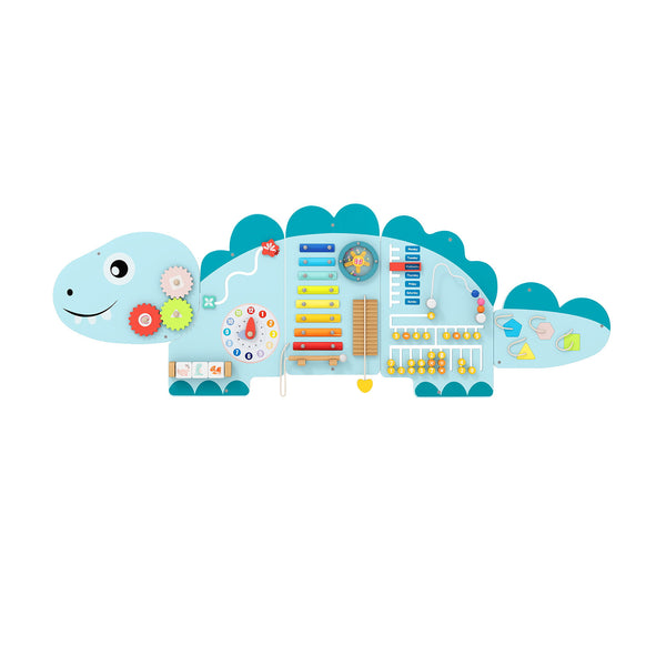 11-in-1 Dinosaur Activity Wall Busy Board for toddlers, promoting education and early development through interactive play.
