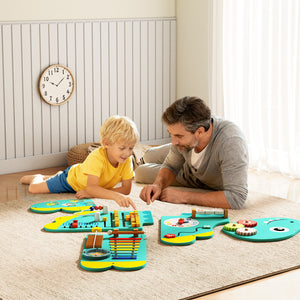 11-in-1 Dinosaur Activity Wall Busy Board for toddlers, promoting education and early development through play.