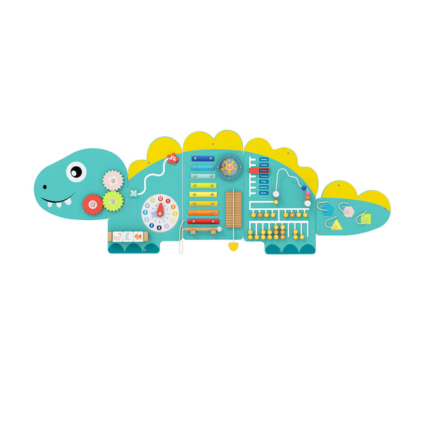 11-in-1 Dinosaur Activity Wall Busy Board for toddlers, promoting education and early development through interactive play.