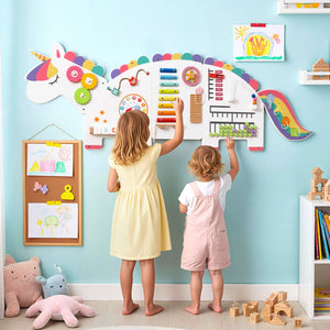 11-in-1 dinosaur activity wall busy board for toddlers, promoting education and early development through play.