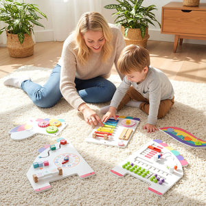 11-in-1 Dinosaur Activity Wall Busy Board for toddlers, promoting education and early development through play.