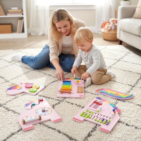 11-in-1 Dinosaur Activity Wall Busy Board for toddlers, promoting education and early development through engaging play.