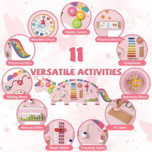 11-in-1 dinosaur activity wall busy board for toddlers, promoting education and early development through play.