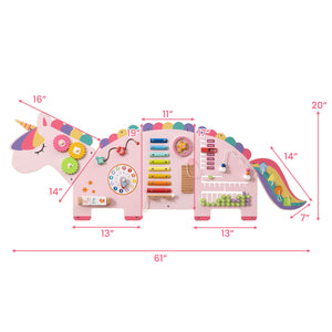 11-in-1 dinosaur activity wall busy board for toddlers, promoting education and early development through play.