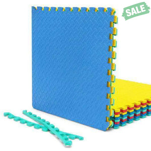 12 Pieces Puzzle Interlocking Flooring Mat with Anti-slip and Waterproof Surface Black Baby Gyms & Playmats