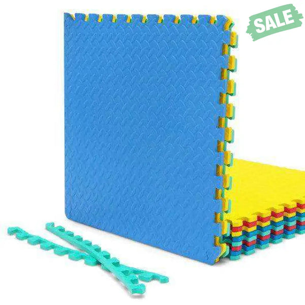 12 Pieces Puzzle Interlocking Flooring Mat with Anti-slip and Waterproof Surface Black Baby Gyms & Playmats