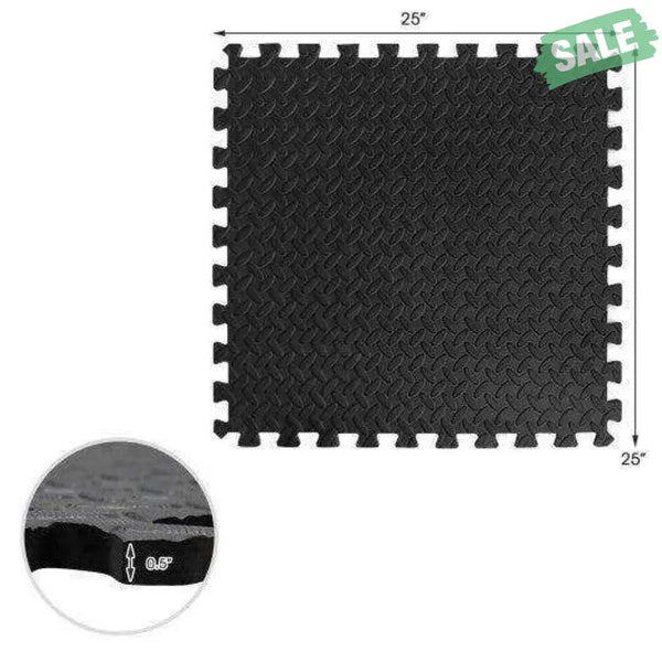 12 Pieces Puzzle Interlocking Flooring Mat with Anti-slip and Waterproof Surface Black Baby Gyms & Playmats