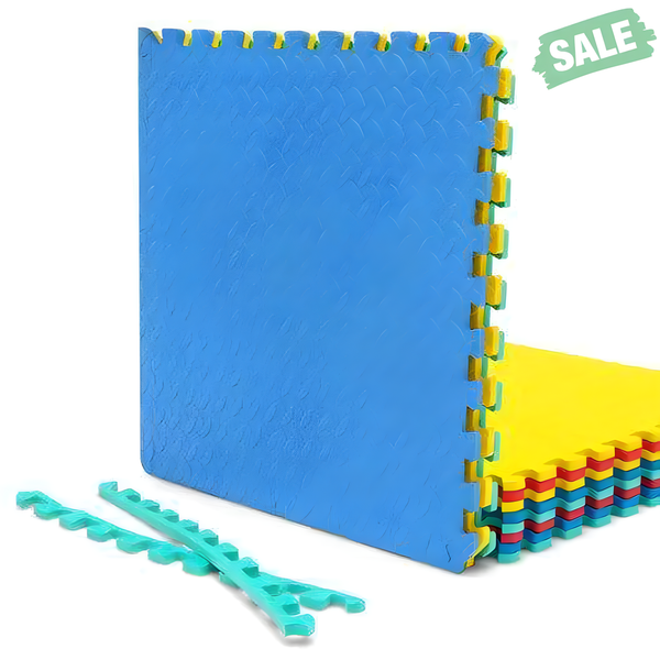 12-piece interlocking puzzle mat for babies, anti-slip, waterproof, perfect for playtime and safe flooring.