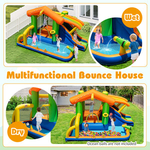 8-in-1 Inflatable Bounce House Water Park without Blower for Kids with Blower