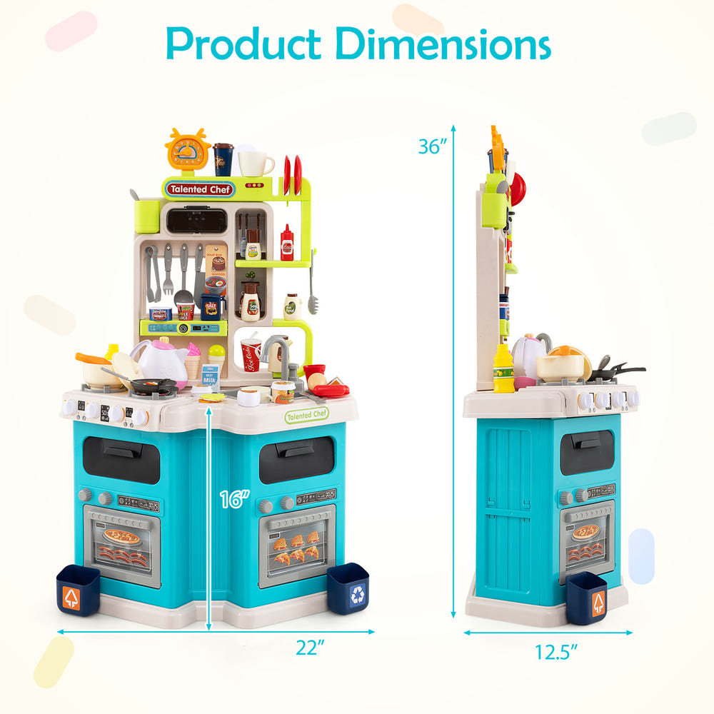 Kids Kitchen Playset in blue, perfect for imaginative play and entertainment for toddlers and young children.