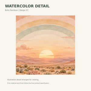 Watercolor Desert Sunset Rainbow Wall Mural, image 3
