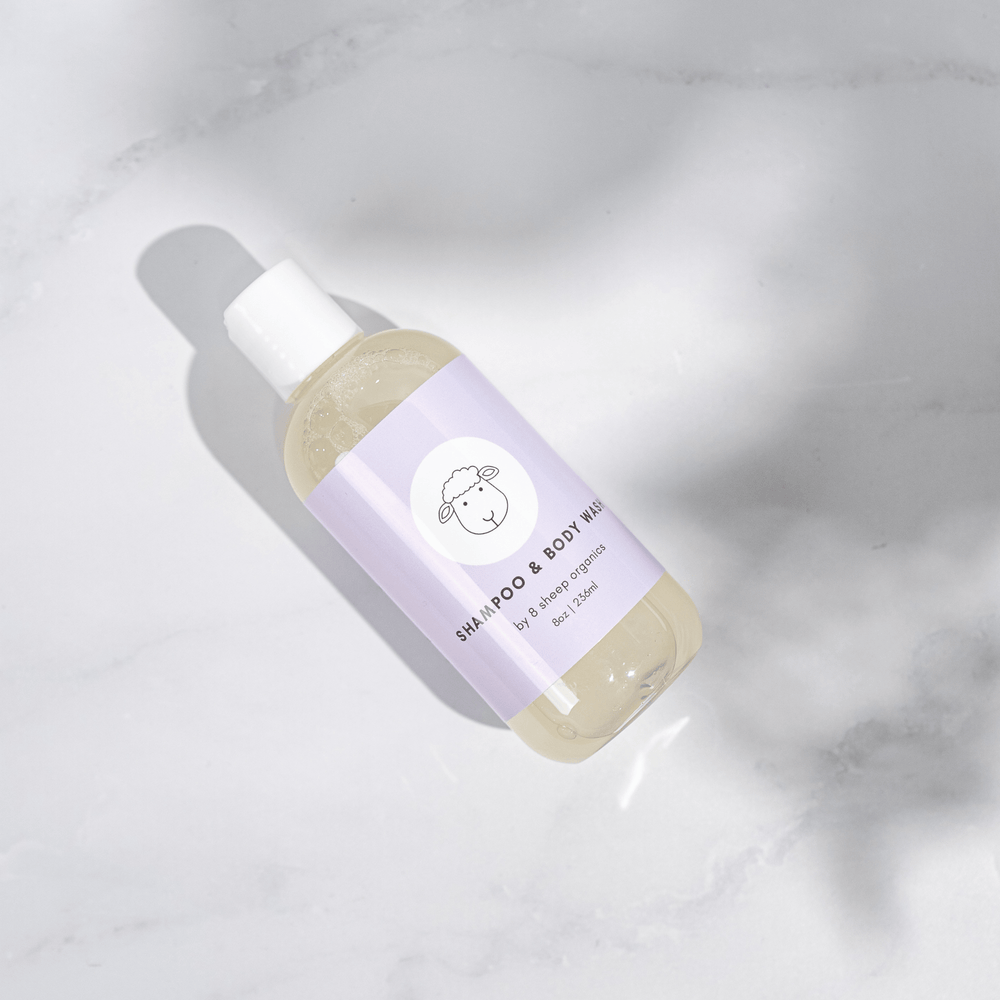 Gentle baby shampoo and body wash in a colorful bottle, perfect for delicate skin and hair care.