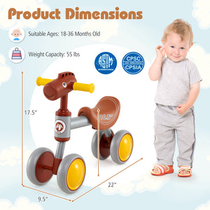 Baby Balance Bike No Pedal 4-Wheel Bicycle - Lightweight