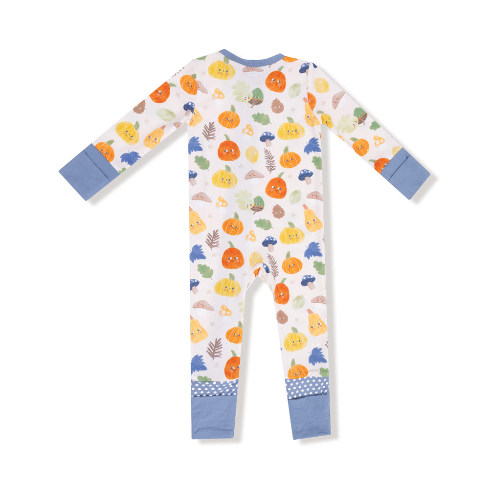 Autumn Pumpkins Convertible Romper for babies - cozy zip pajamas and footies in a cute pumpkin design.