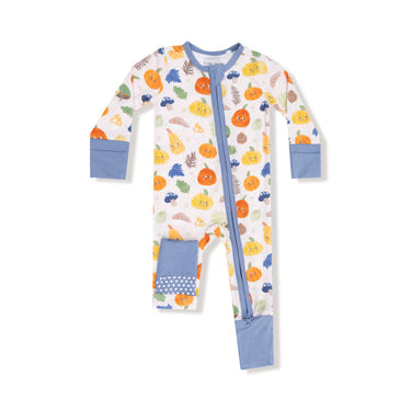 Autumn Pumpkins Convertible Romper for babies - cozy zip pajamas and footies in a cute pumpkin design.