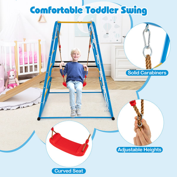 6-in-1 Indoor Jungle Gym with Slide for Boys and Girls 3+ Years Old