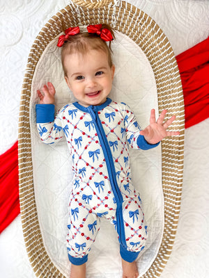 Red White & Bows Bamboo Zippy Pajamas