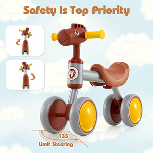 Baby Balance Bike No Pedal 4-Wheel Bicycle - Lightweight