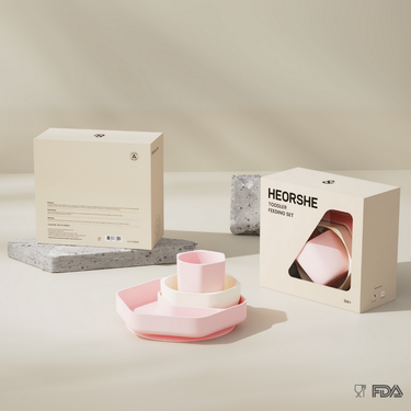 Toddler Feeding Set Pink & White