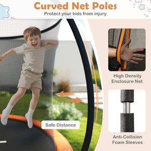12FT heavy-duty outdoor trampoline with safety enclosure net for kids' recreational fun.