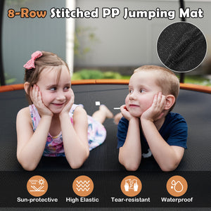 12FT heavy-duty outdoor trampoline with safety enclosure net for kids' recreational fun, viewed from angle 8.
