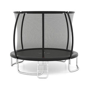 12FT heavy-duty outdoor trampoline with safety enclosure net for kids' recreational fun.