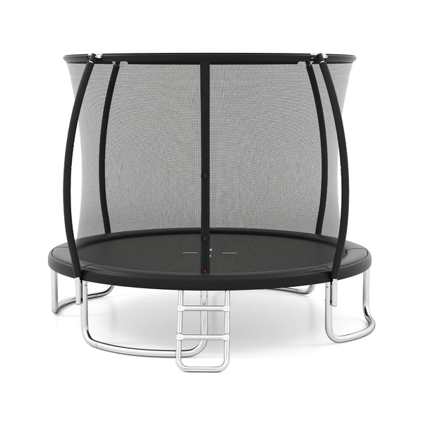 12FT heavy-duty outdoor trampoline with safety enclosure net for kids' recreational fun.
