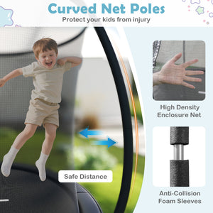 12FT heavy-duty outdoor trampoline with safety enclosure net for kids' recreational fun. Angle 13 view.