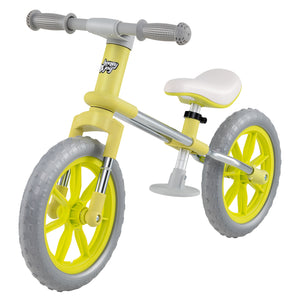 12-inch balance bike with adjustable seat and rotatable handlebar, perfect for toddlers learning to ride.
