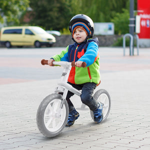 12-inch balance bike with adjustable seat and rotatable handlebar, perfect for toddlers learning to ride.