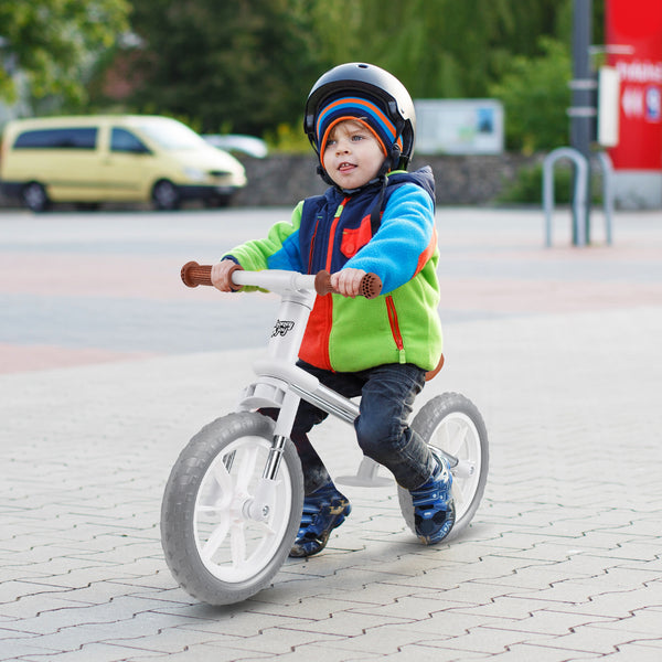 12-inch balance bike with adjustable seat and rotatable handlebar, perfect for toddlers learning to ride.