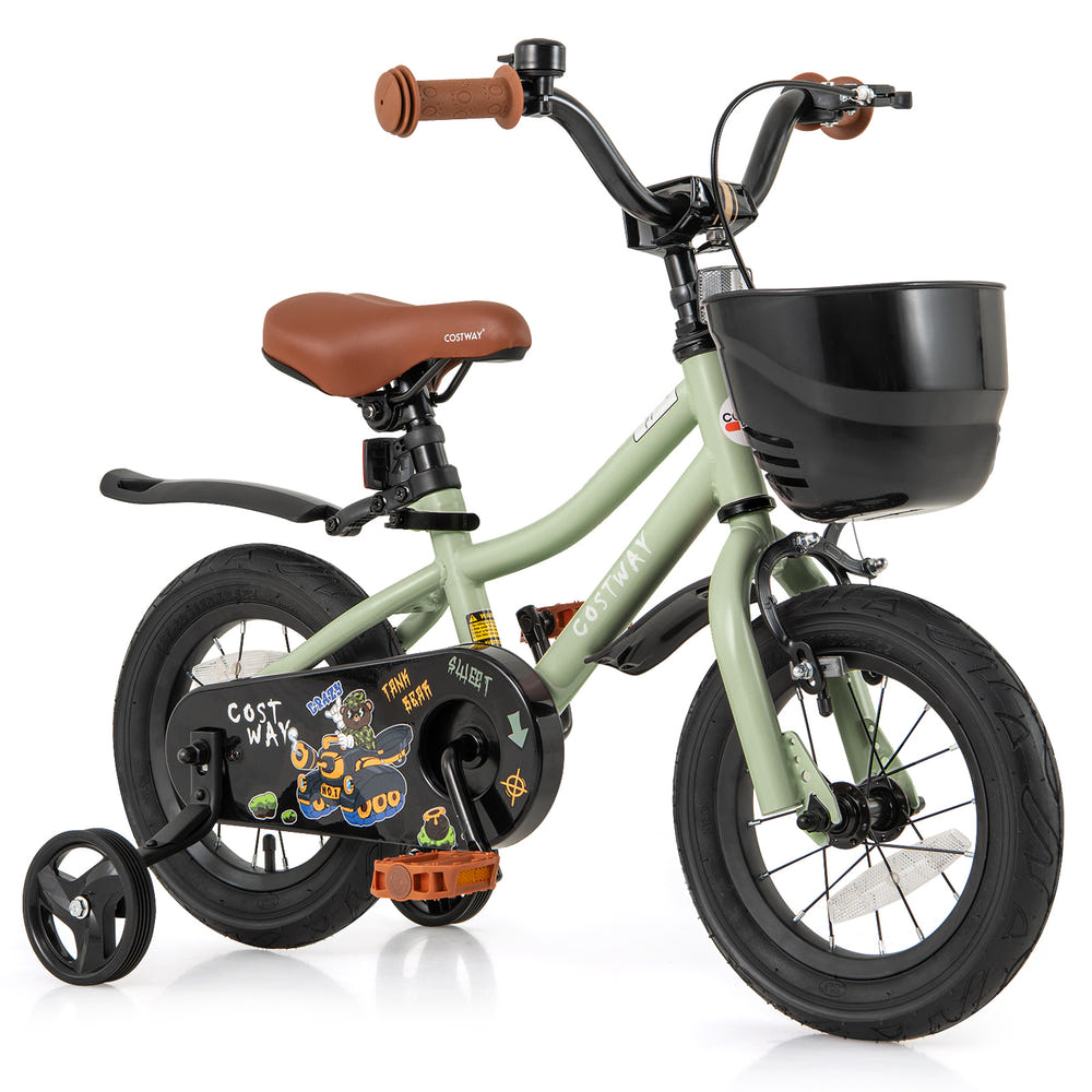 12-inch adjustable kids bike with training wheels for 3-year-olds, perfect for learning to ride safely.