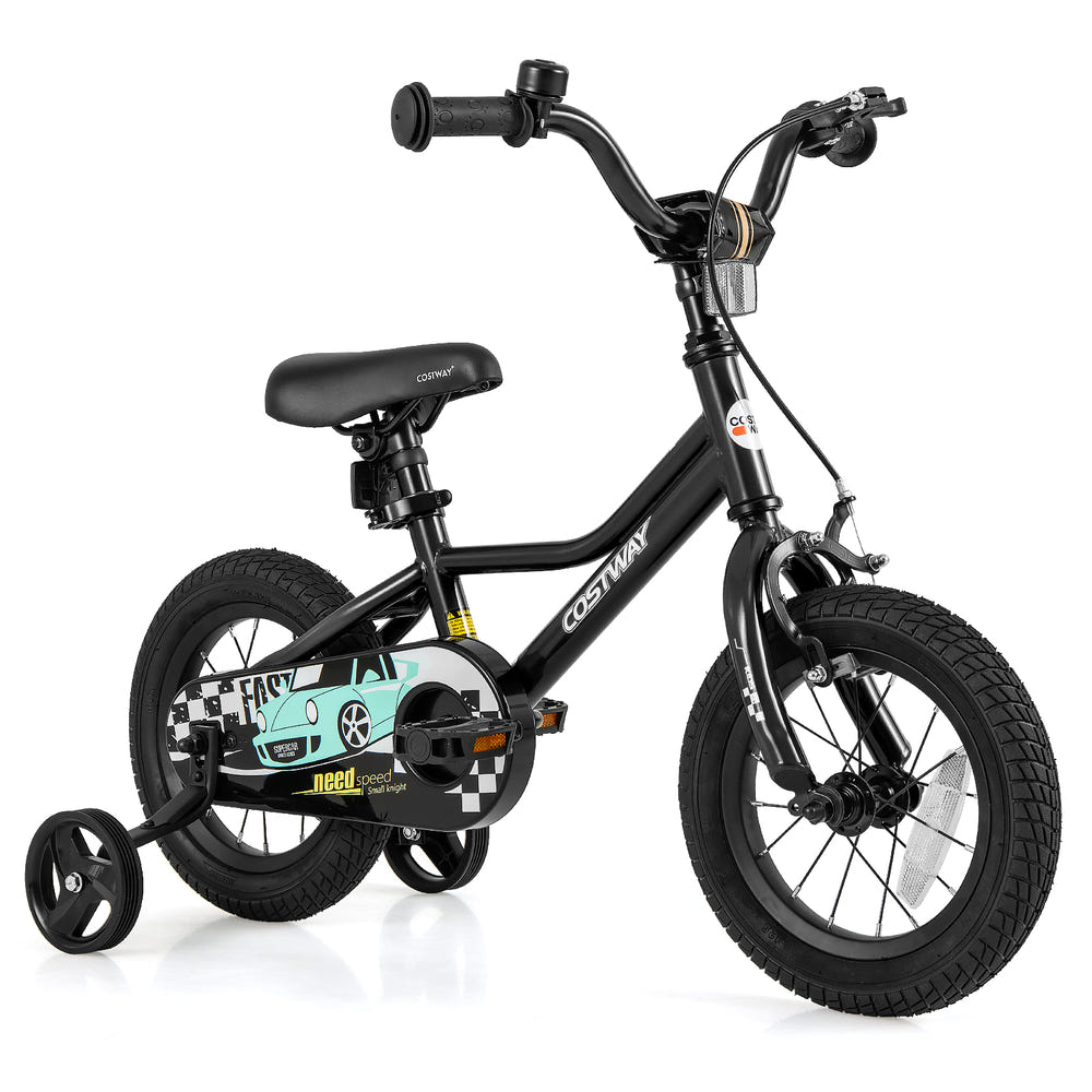 12-inch adjustable kids bike for ages 3-4, featuring a low frame for easy riding and stability.