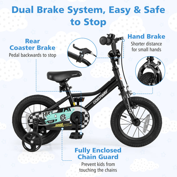 12-inch adjustable kids bike for ages 3-4, showcasing a low frame design from angle 5. Perfect for young riders!