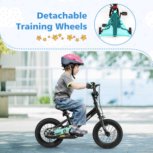 Adjustable 12-inch kids bike for ages 3-4, low frame design, angle view showcasing vibrant colors and safety features.