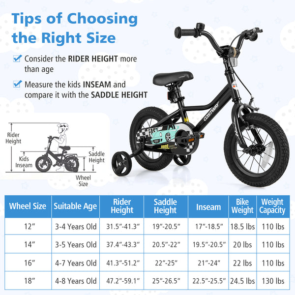 12-inch adjustable kids bike for ages 3-4, shown from angle 3, perfect for little riders.