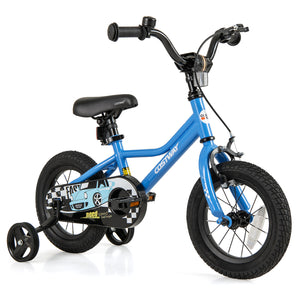 12-inch kids bike with removable training wheels for ages 3, shown from angle 3, perfect for early riders.