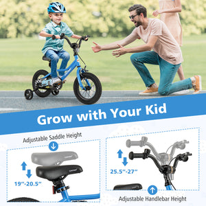 12-inch kids bike with removable training wheels for ages 3, shown from angle 5, perfect for young riders.