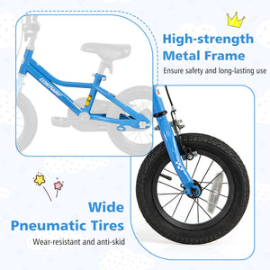 12-inch kids bike with removable training wheels, perfect for 3-year-olds, shown from angle 7.