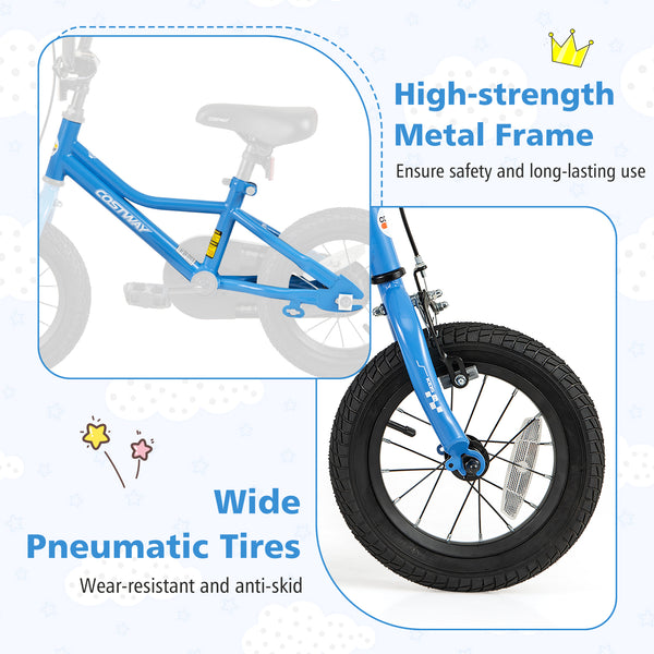 12-inch kids bike with removable training wheels, perfect for 3-year-olds, shown from angle 7.