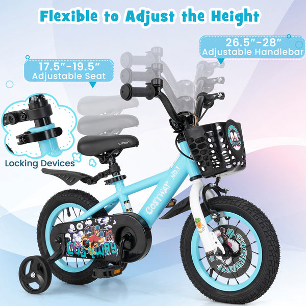 16-inch kids bike with adjustable handlebar and saddle for children aged 4-8, shown at angle 29.