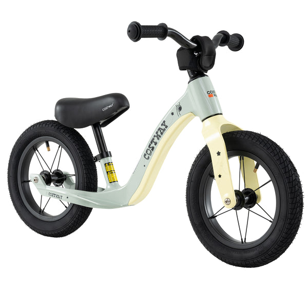 12-inch balance bike with adjustable seat and rotatable handlebar for kids over 36 months, shown from angle 2.