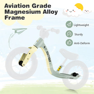 12-inch balance bike with adjustable seat and rotatable handlebar for toddlers over 36 months, shown from angle 5.