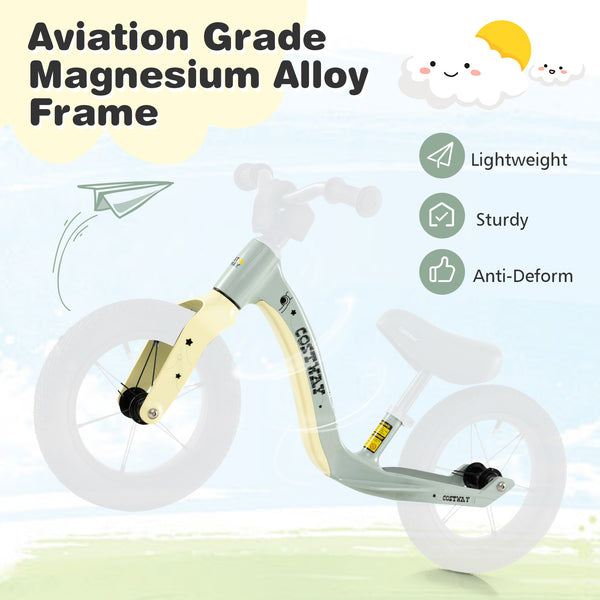 12-inch balance bike with adjustable seat and rotatable handlebar for toddlers over 36 months, shown from angle 5.