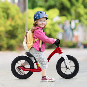 12-inch balance bike with adjustable seat and rotatable handlebar for kids over 36 months, viewed from angle 9.