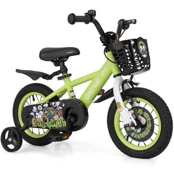 16-inch kids bike with adjustable seat and detachable training wheels for ages 4-8, shown at angle 19.