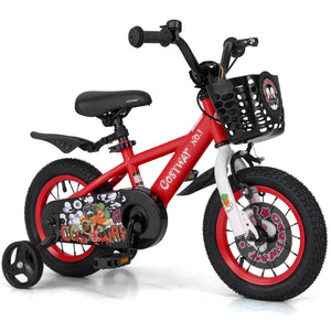 16-inch kids bike with adjustable features, storage basket, and double brake for ages 4-8, shown at angle 27.