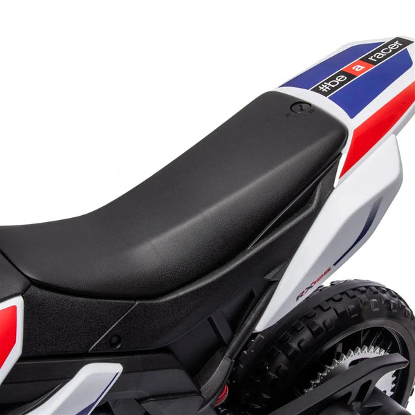 12V Aprilia Motorcycle ride-on for kids, one-seater, angled view showcasing vibrant design and features.