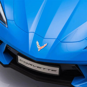 12V Chevrolet Corvette C8 Stingray kids ride-on car, angle view, perfect for adventurous little drivers.